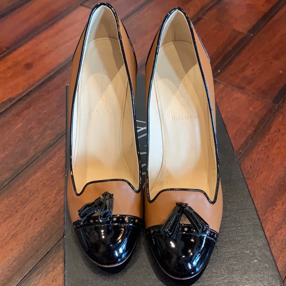 J crew heels-black and tan